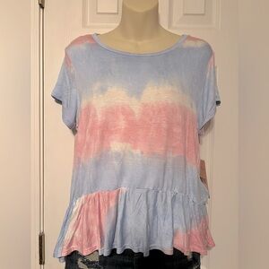 Nanette Lepore pink & blue ladies crop style top